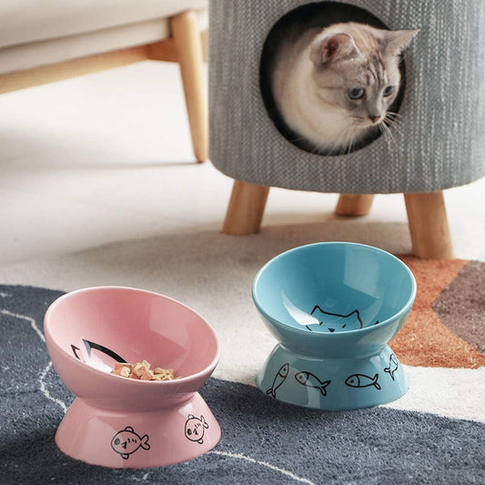Raised Cat Bowl for Dry Wet Cat Food - BIG FRENCHIES