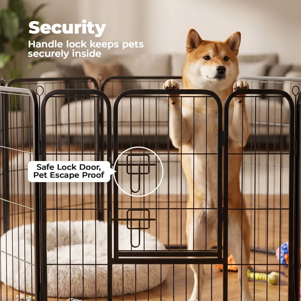 Dog Playpen Indoor Fence Height Metal Exercise Pen with Door Small Puppy/Medium/Large Dogs Animal Pet for Outdoor, Garde