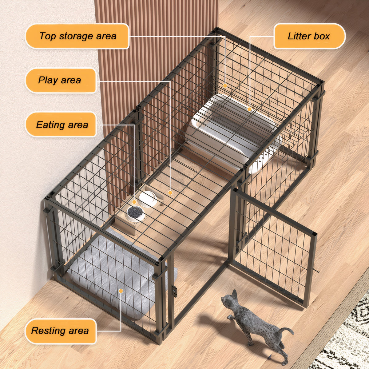 47.2" Dog Crate for Small Medium Large Dogs, Puppy Dog Playpen for Yard Indoor Outdoor Use, Pet Dog Cage Kennel (47.2"L 