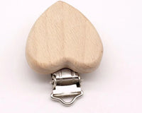 Modern Wood Naural Nipple Chain Accessories BPA Free Cute Modelling Beech Pacifier Clip Small Elephant Heart-shaped Holder for Pacifier - BIG FRENCHIES