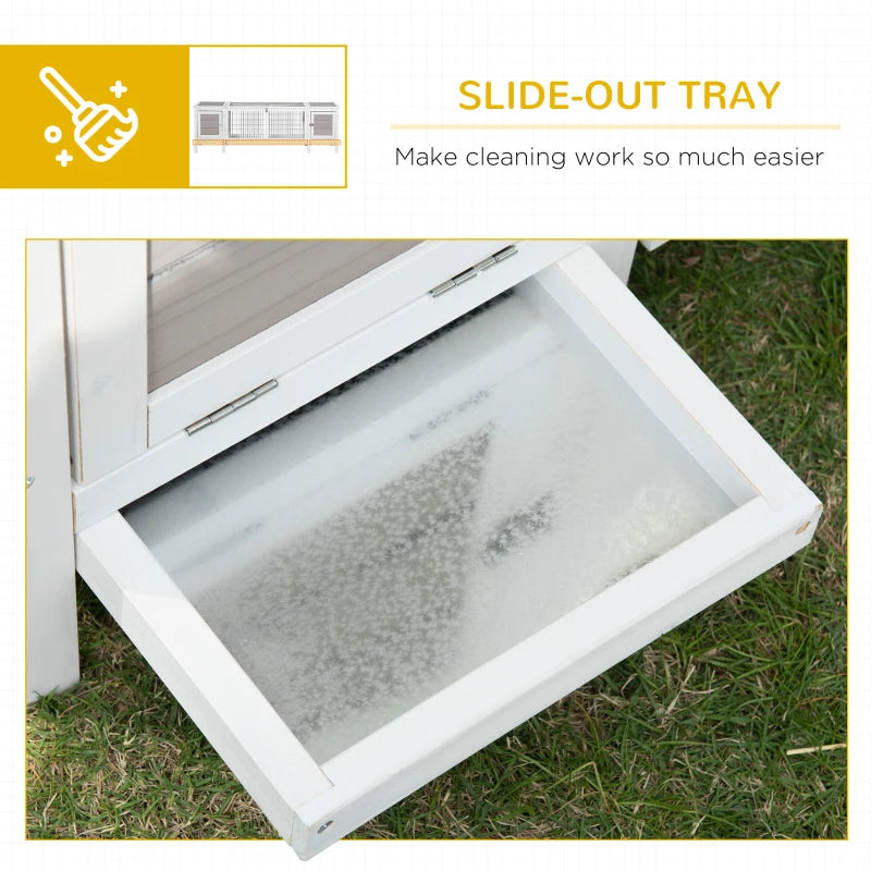 Rabbit Hutch, Bunny Cage, Guinea Pig House With Pull-Out Tray, And Divided Board For Indoor, White