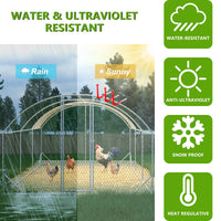 Large Chicken Coop Metal Chicken Run With Waterproof And Anti-UV Cover, Dome Shaped Walk-in Fence Cage Hen House For Out