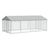 10x20 FT Large Outdoor Dog Kennel with Canopy, Heavy Duty Galvanized Steel Frame, Waterproof Cover, All-Weather Protecti