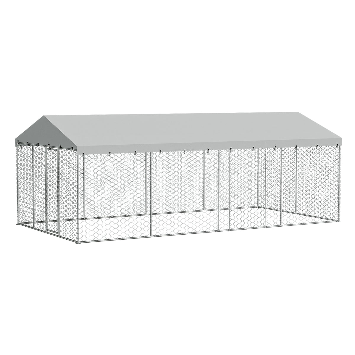 10x20 FT Large Outdoor Dog Kennel with Canopy, Heavy Duty Galvanized Steel Frame, Waterproof Cover, All-Weather Protecti