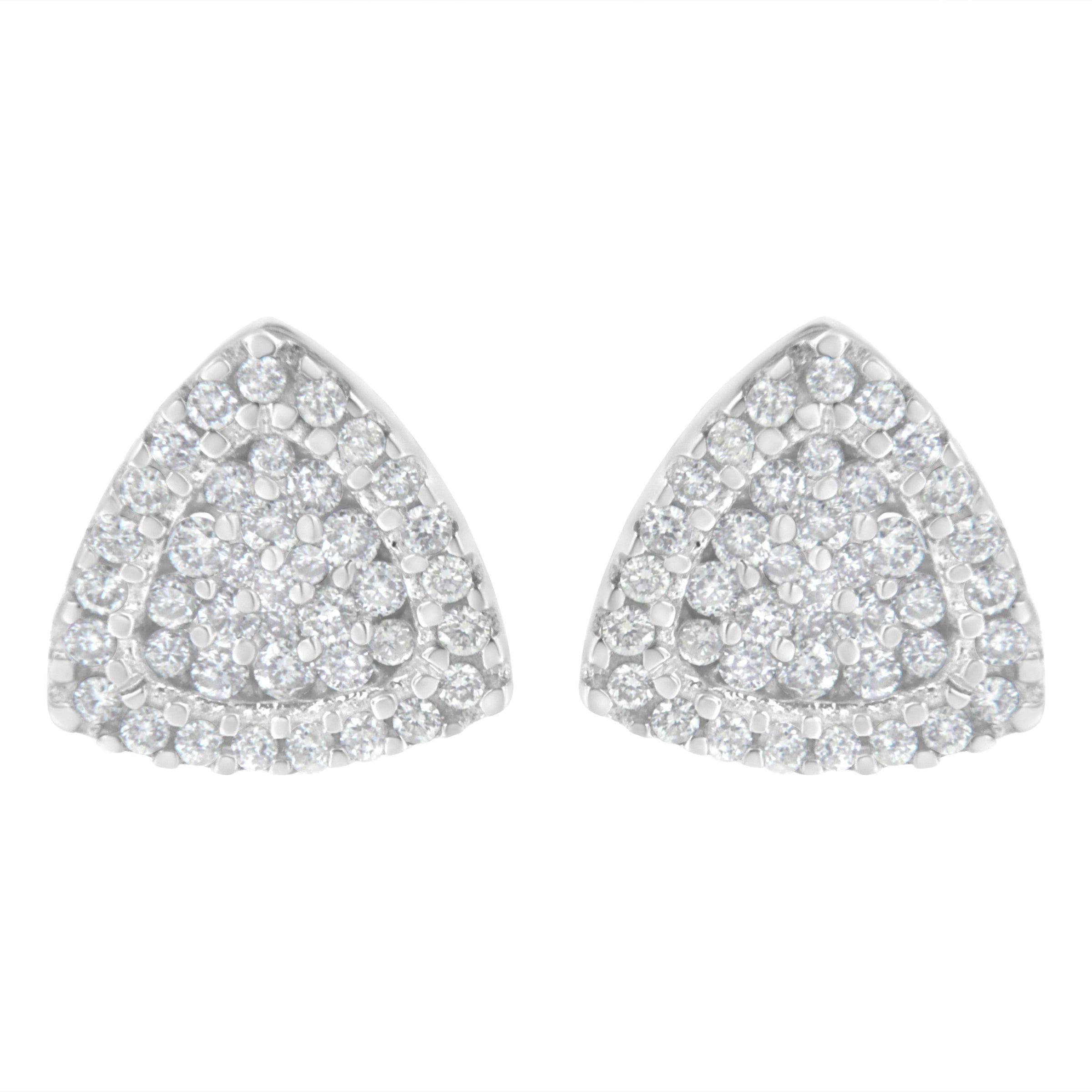 14K White Gold 1/2 cttw Trillion Shaped Diamond Stud Earrings (H-I Clarity, SI2-I1 Color)