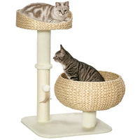 Elevated Cat Bed With Sisal Scratching Post For Indoor Kitties, Modern Cat Tree With Cute Basket Design, Small Cat Tree 