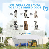 7' Dog Kennel Outdoor For Small Medium Large Dogs With Waterproof Roof, Silver Multiple Packages