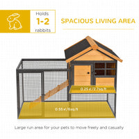 Wood-Metal Large Rabbit Hutch Bunny Cage Pet House Small Animal Habitat with Slide-Out Tray, Lockable Door, Water-Resist
