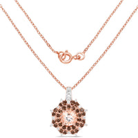 18K Rose Gold Plated 1.61 Carat Genuine Morganite, Smoky Quartz and White Zircon .925 Sterling Silver Pendant