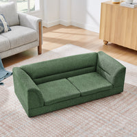 Oversized Pet Sofa, Curved Armrest Rectangular Dog Sofa, Linen Fabric Comfort Pet Couch for Large & Oversized Dogs-Olive