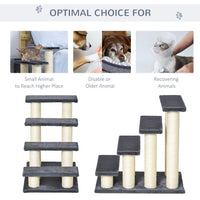 PawHut Cat Tree With 4 Steps For High Beds Couch, Cute Stair Shaped Cat Tree For Indoor Cats Or Dogs W Sisal Scratching 