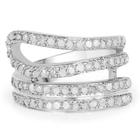 0.83 Carat Genuine White Diamond .925 Sterling Silver Ring