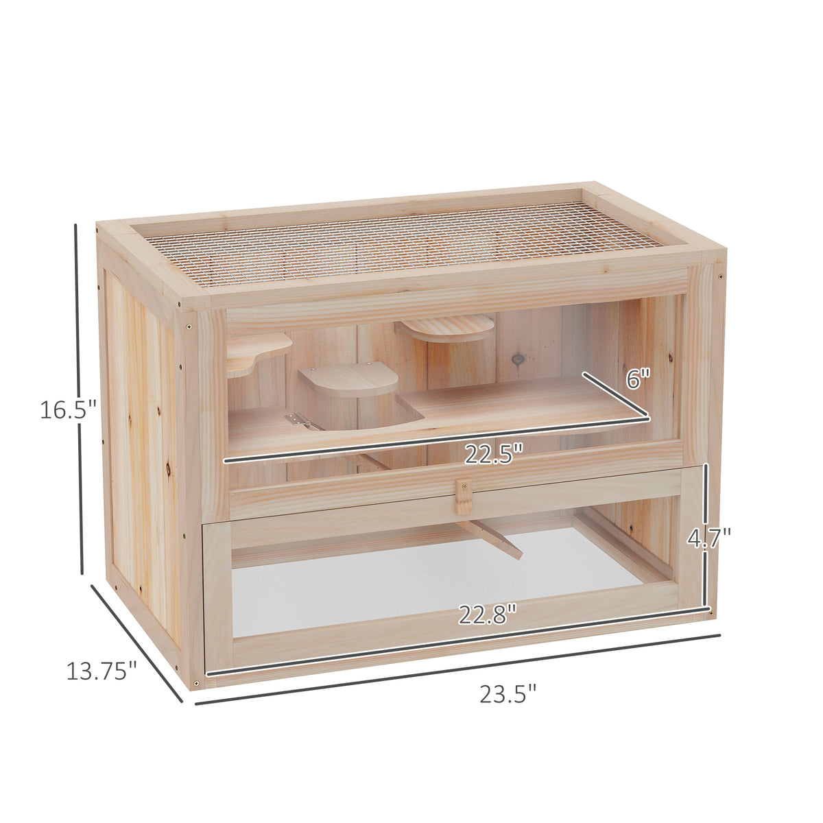 2-Level Hamster Cage Mice and Rat House, Small Animal Habitat for Guinea Pigs, Chinchillas with Openable Top, Front Door