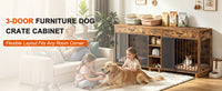 Large Wooden Dog Crate Furniture, Multi-Functional Pet Cage Cabinet with Storage
