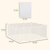 Pet Playpen DIY Small Animal Cage Open Enclosure Portable Plastic Fence 12 Panels for Guinea Pig Hedgehog White, 18" x 1