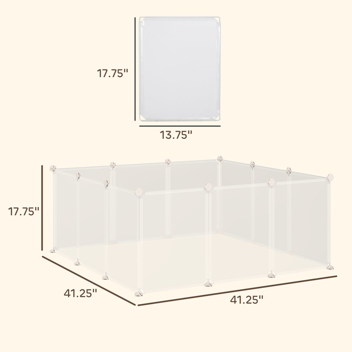 Pet Playpen DIY Small Animal Cage Open Enclosure Portable Plastic Fence 12 Panels for Guinea Pig Hedgehog White, 18" x 1