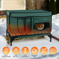 1Pc Waterproof Heated Cat House Outdoor Weatherproof Insulated Kitty Shelter Feral Cat Heating Bed With Heating Pad Anti