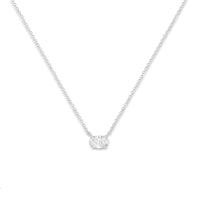 IGI Certified 10K White Gold 1/2 cttw Lab Grown Oval Shape Solitaire Diamond East West 18" Pendant Necklace (E-F Color, VS1-VS2 Clarity)
