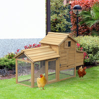 59" Small Wooden Chicken coop Hen House Poultry Cage for Outdoor Backyard with 2 Doors, Nesting Box and Removable Tray, 