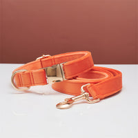 Multiple Colour Velvet Personalise Dog Collar Leash Set With Bow