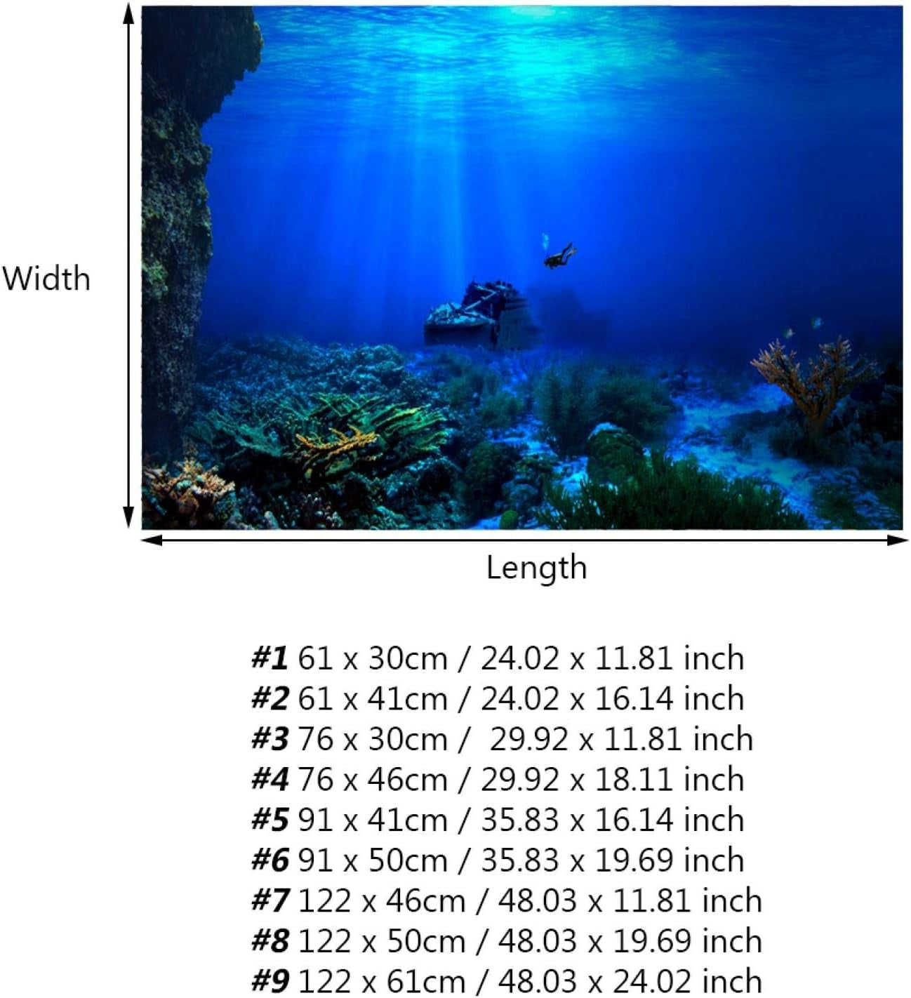 Aquarium Poster, Effect Underwater Background Sticker Thicken PVC Adhesive Static Cling Backdrop Fish Decorative Paper(61×30Cm) - BIG FRENCHIES