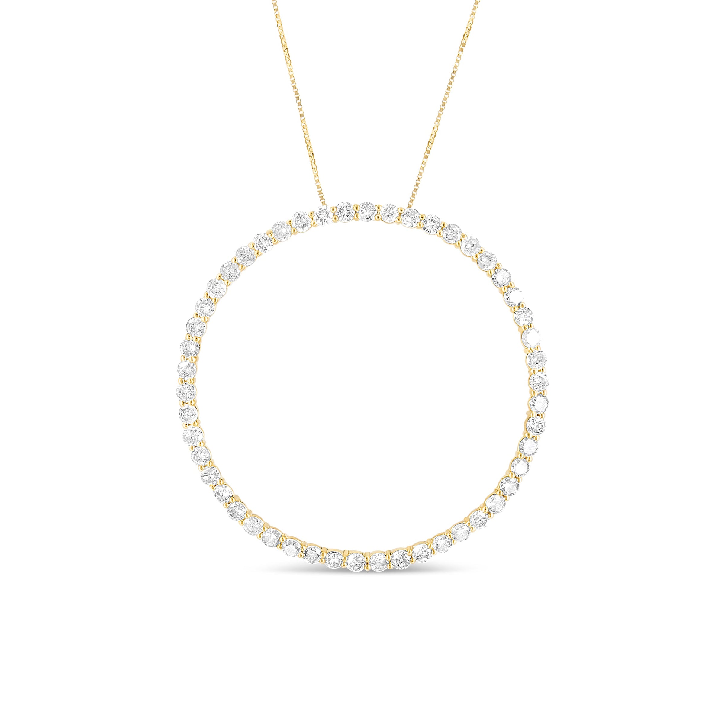 10K Yellow Gold Plated .925 Sterling Silver 4 Cttw Diamond Circle Hoop 18" Pendant Necklace (J-K Color, I1-I2 Clarity)