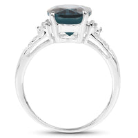 2.64 Carat Genuine London Blue Topaz and White Topaz .925 Sterling Silver Ring
