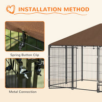 6.9' x 4.6' x 5' Outdoor Dog Kennel with Canopy, Rotating Bowls, Coffee