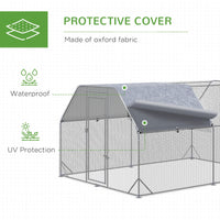 Chicken Run, Galvanized Large Metal Chicken Coop Cage, Walk-in Enclosure Poultry Hen Run House Playpen Rabbit Hutch with