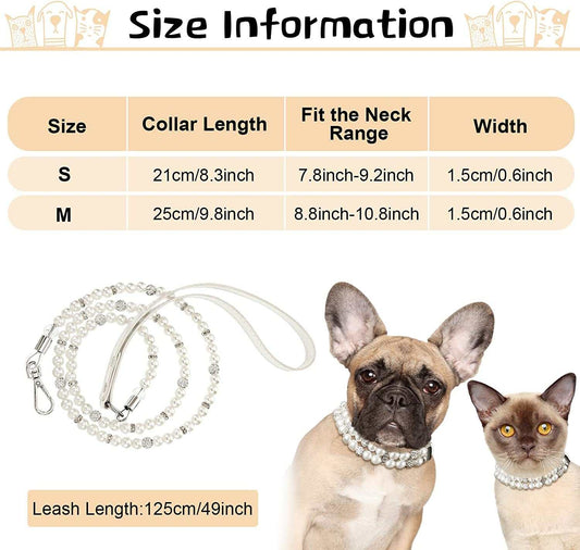 2 Pcs Pearl Collar and Leash for Dogs - BIG FRENCHIES