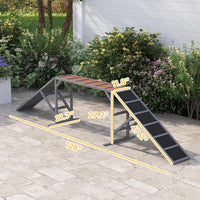 PawHut Dog Agility Equipment Ramp With Safety Bar, Non-slip Surface, For Walk And Pause Training, Gray