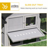 Outdoor Rabbit House 83" 2 Story Deluxe XL Wooden Rabbit Hutch Big Bunny Cage w/ Ladder and Run, Gray