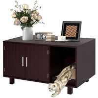 Cat Litter Box Enclosure, Hidden Litter Box Furniture, Cat House End Table Washroom with Scratching Pad, for Indoor Cats