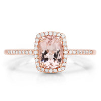 0.82 Carat Genuine Morganite and White Diamond 14K Rose Gold Ring
