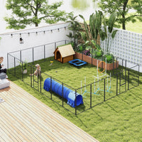 Dog Playpen For Indoor Outdoor, 24 Panels 39 H Puppy Playpen With Lockable Door, DIY Shape Pet Exercise Fence, Gray