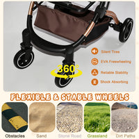 Pet Stroller for Dogs and Cats, 2-in-1 Detachable Foldable 4 Wheels Pet Stroller, Quick One-Hand Fold, Storage Basket, D