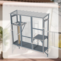 Catio Outdoor, Window Catio for 2-3 Large Indoor Cats w/ 2 Jumping Platforms, Scratching Post, for Playing, Napping
