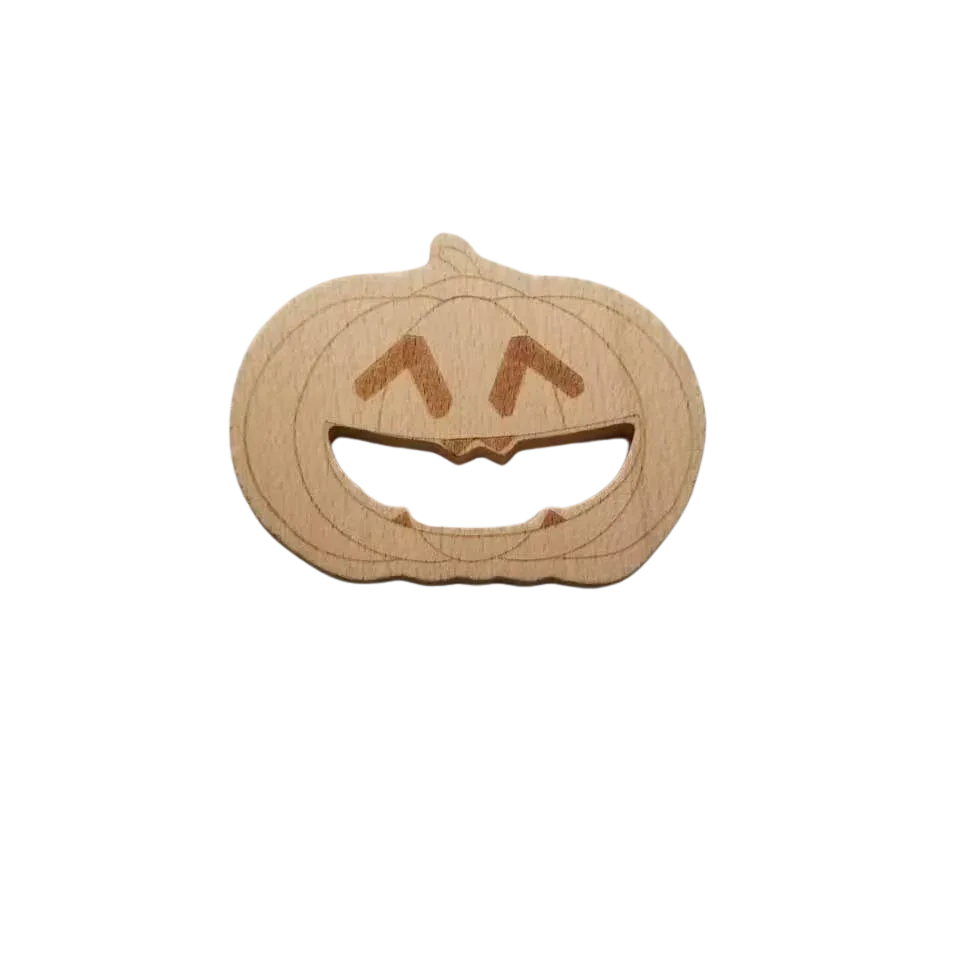 Pumpkin Jack-O-Lantern Wooden Teether Halloween Toy - BIG FRENCHIES