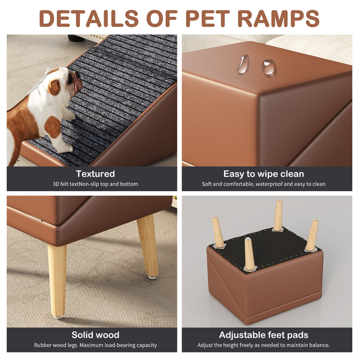 3-in-1 Dog Ramp 18.89"×17.91"×20.08" with Storage – Pet Stairs for Senior & Injured Dogs & Cats, Hidden Storage Footstoo
