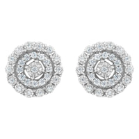 10KT White Gold 1/2 cttw Double Halo Brilliant Round-Cut Diamond Stud Earrings (I-J Clarity, I2-I3 Color)