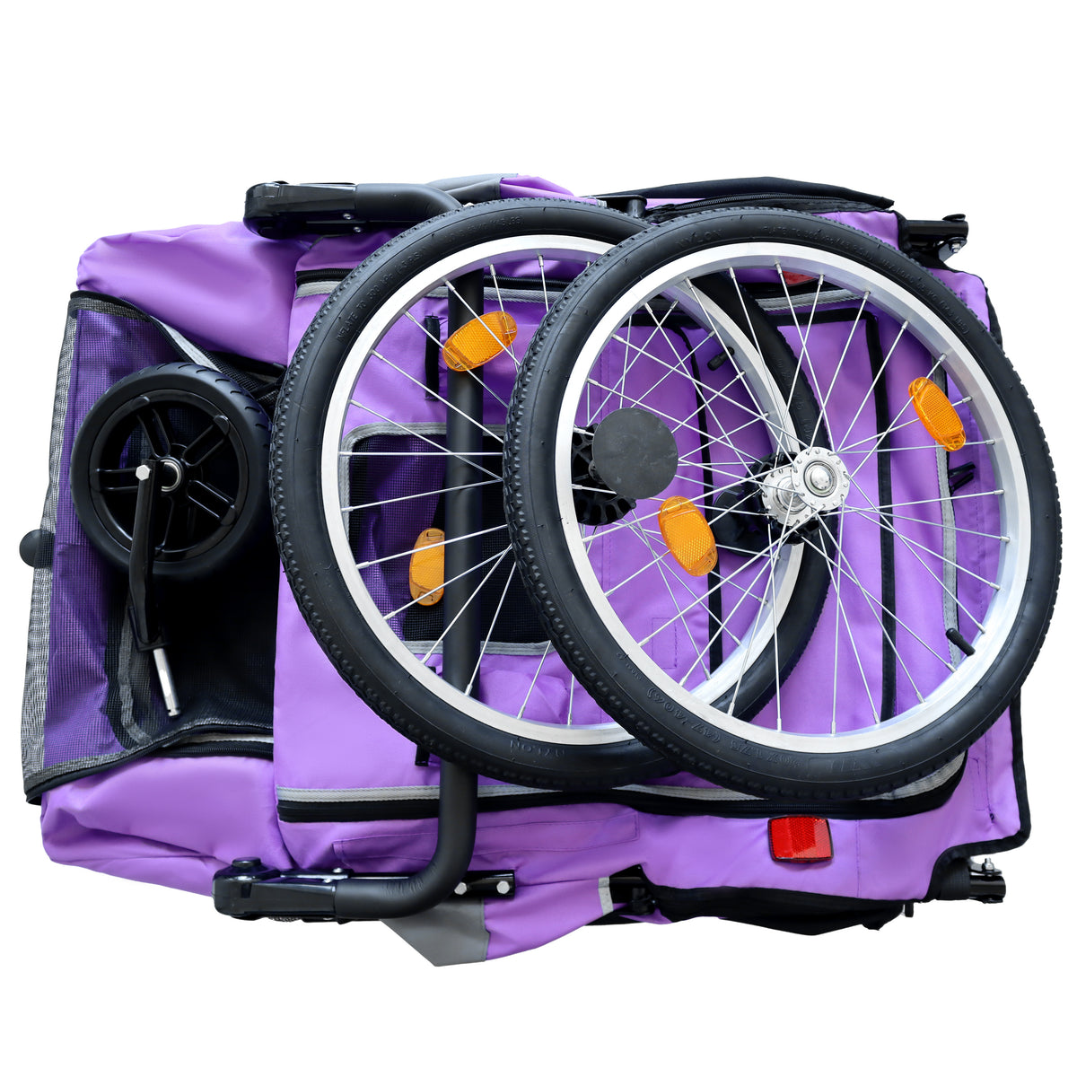 2-in-1 Bike Trailer & Push Cart for Pets - Detachable Bike Hitch & Push Handle Included - Quick Release Wheel, Internal 
