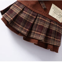 Cozy Brown Plaid Pet Sweater Dress - Fleece-Lined Dog Skirt And Cat Winter Clothes With Ruffle Trim