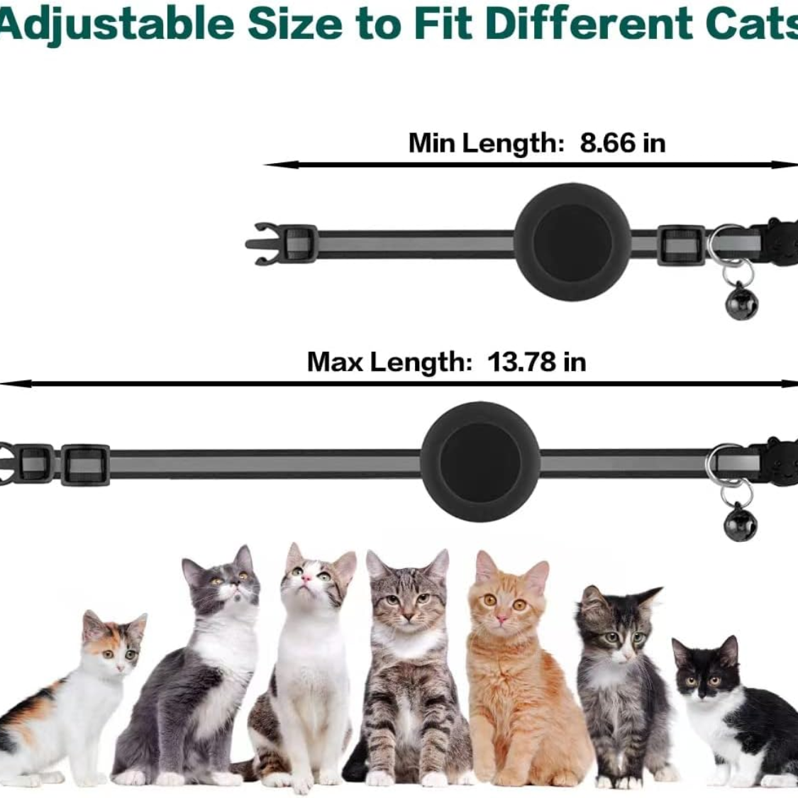 Cat Collar Breakaway, Cat Collar With Air TagBlack