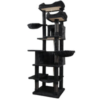 68in Tall Multi-Level Green Cat Tree with Hammocks, Hanging Basket, Cat Cave, Removeable Cushion, Scratching Posts - Plu