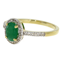 Natural .94ct Emerald Diamond Ring 14KT Yellow Gold