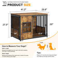 Wooden Dog Crate Furniture, Large Dog Kennel with Storage Top, Indoor Pet Cage