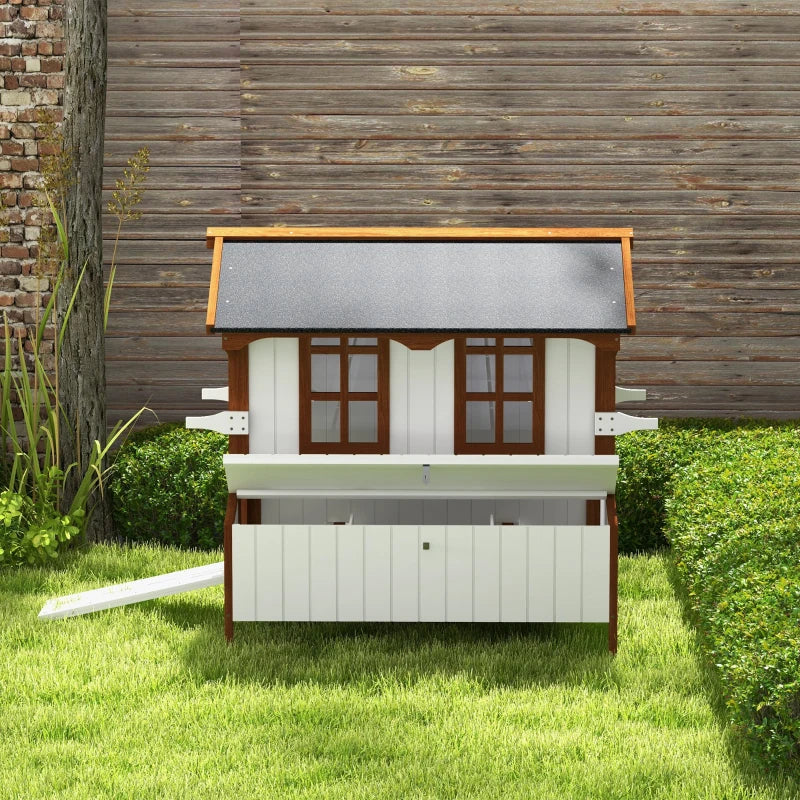 47Chicken Coop, Wooden Chicken House Raised Rabbit Hutch With Waterproof Roof, Nesting Box And Handles For 3-5 Hens, Pou