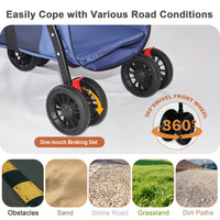 Pet Stroller, Foldable 4-Wheel Design, Breathable Mesh Dog Cat Stroller with Shockproof Wheels, Brake System, Storage Tr