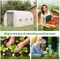 Outsunny 15 X 7 X 7 Walk-In Tunnel Greenhouse, Large Garden Hot House Kit With 6 Roll-up Windows & Roll Up Door, Steel F