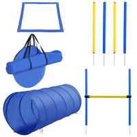 Dog Agility Starter Kit Pet Outdoor Exercise Training Set Tunnel 4 Weave Poles High Jumper